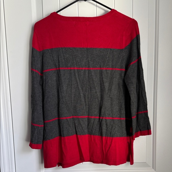 Liz Claiborne Red and Gray Striped Sweatshirt - Picture 6 of 6